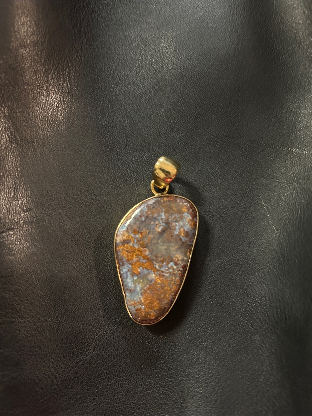 Charles Albert Gold-Tone Boulder Opal Pendant with Brown and Blue Tones